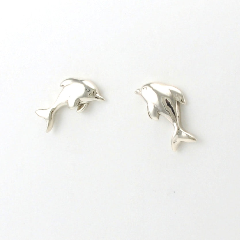 Sterling Silver Dolphin Stud Earrings
