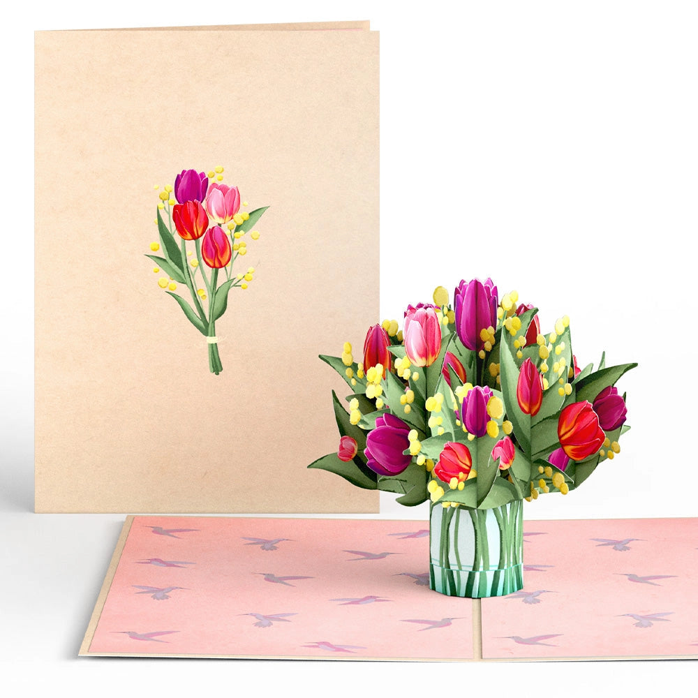 Cheerful Tulips Pop Up Card with Cover