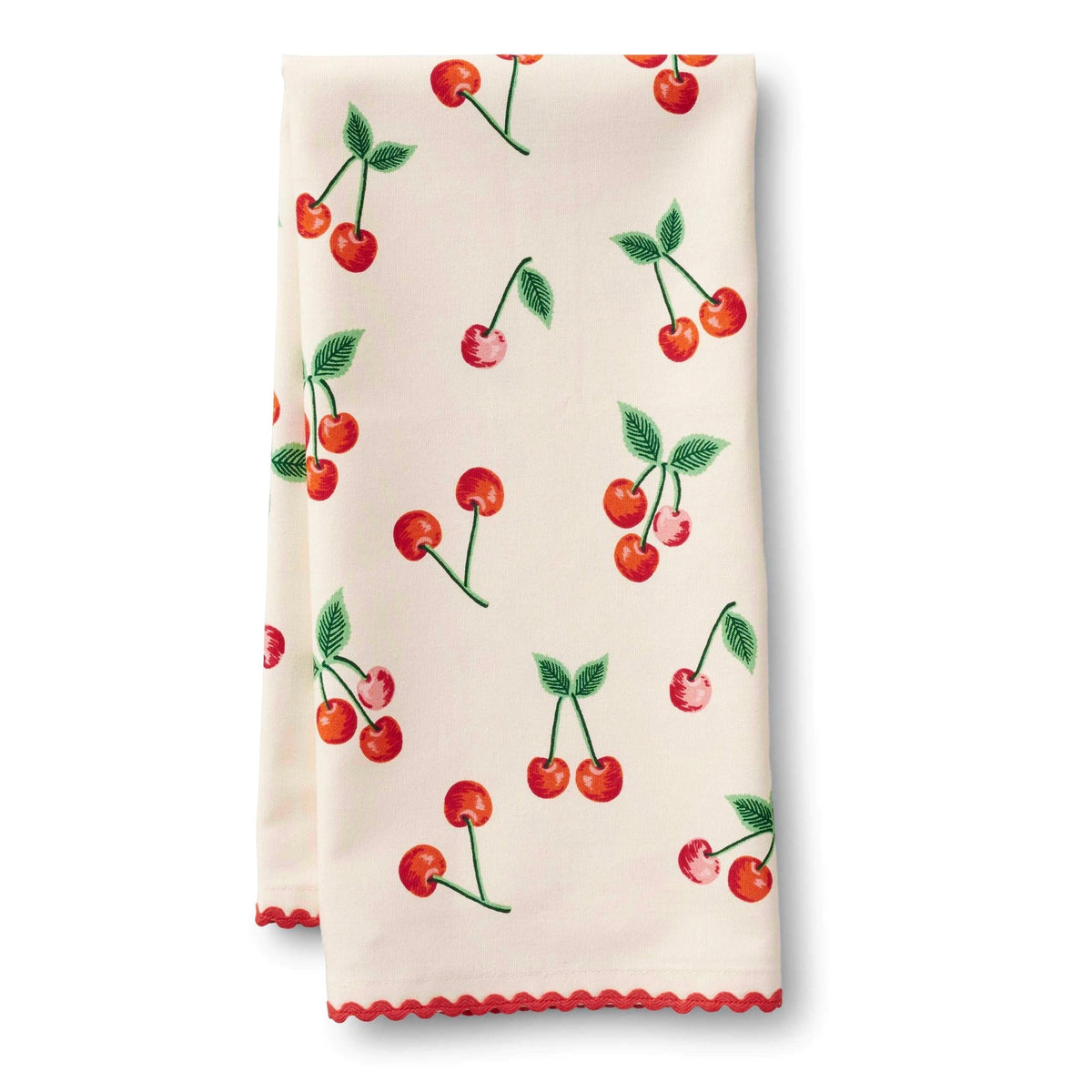 Towel with cherry pattern on a white background