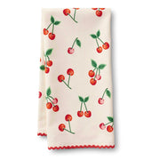 Towel with cherry pattern on a white background