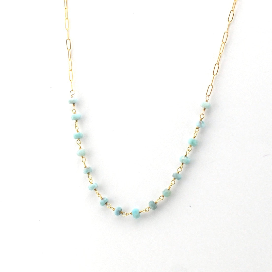 Close Up Larimar Paperclip Necklace