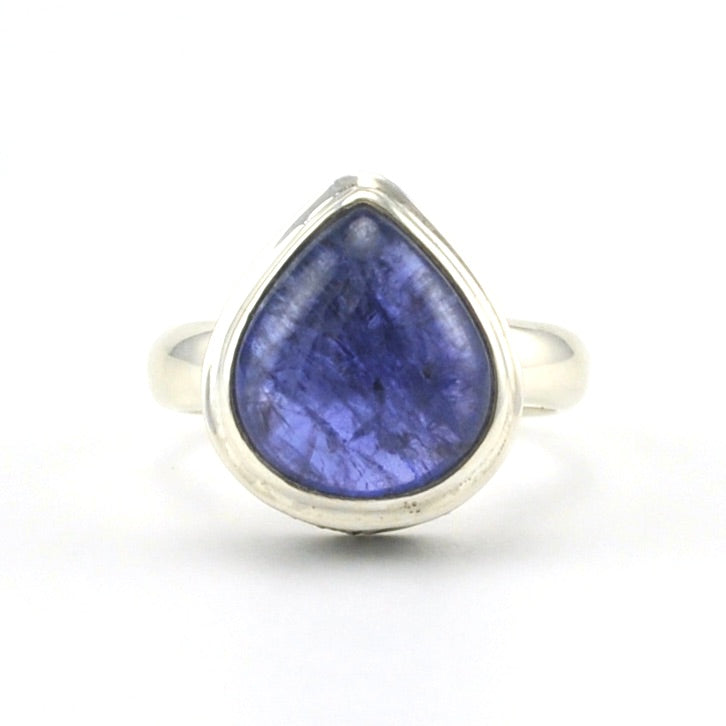 Alt Veiw Sterling Silver Tanzanite 12x14mm Tear Cabochon Ring