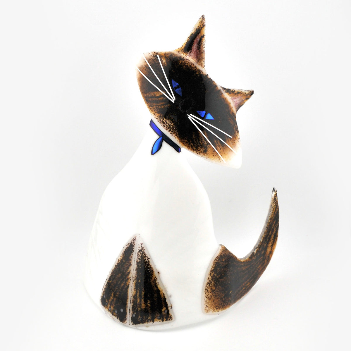 Chocolate Point Siamese Glass Cat