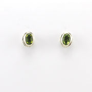 Alt View Sterling Silver Peridot 4x6mm Oval Bali Post Earrings