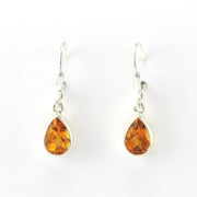 Alt View Sterling Silver Citrine 6x9mm Tear Dangle Earrings