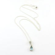 Sterling Silver Blue Topaz Tear Necklace
