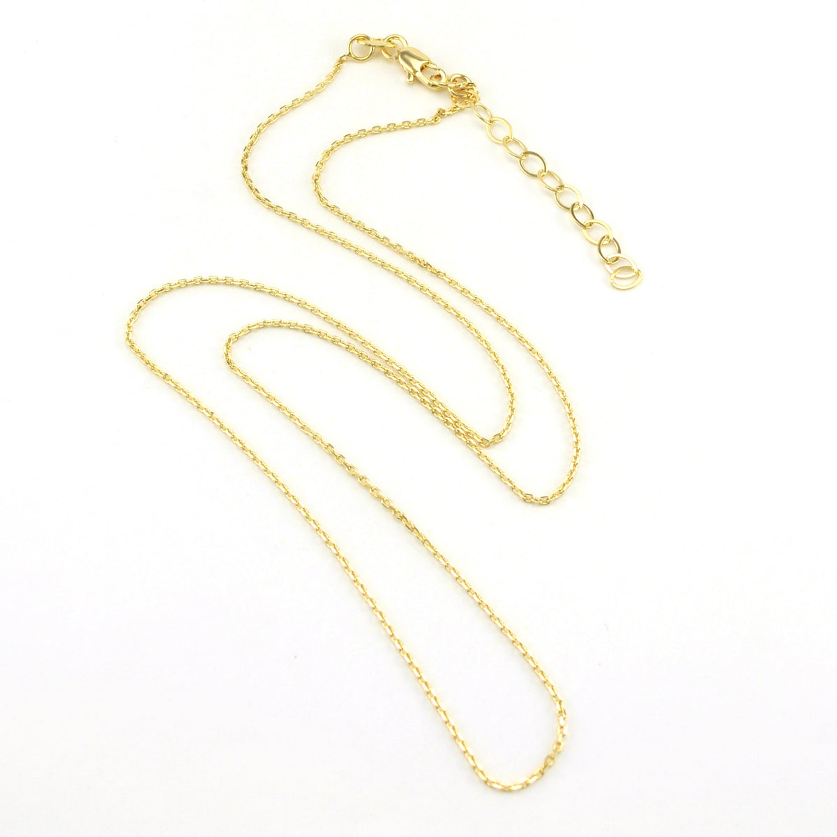18k Gold Fill 20 Inch Diamond Cut Cable .9mm Chain with Extender