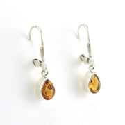 Side View Sterling Silver Citrine 5x7mm Tear Dangle Earrings