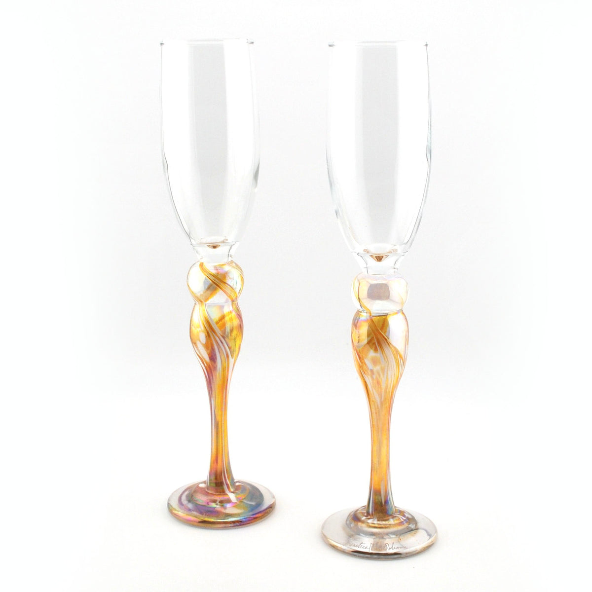 Pair of Gold Champagne Flutes