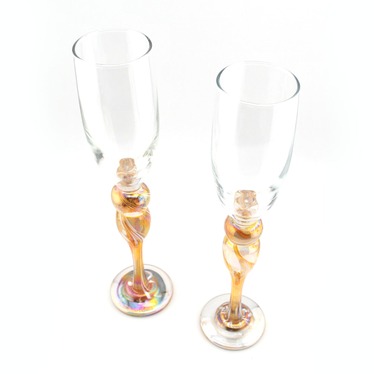 Pair of Gold Champagne Flutes