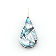 Dichroic Glass Silver Small Teardrop Pendant