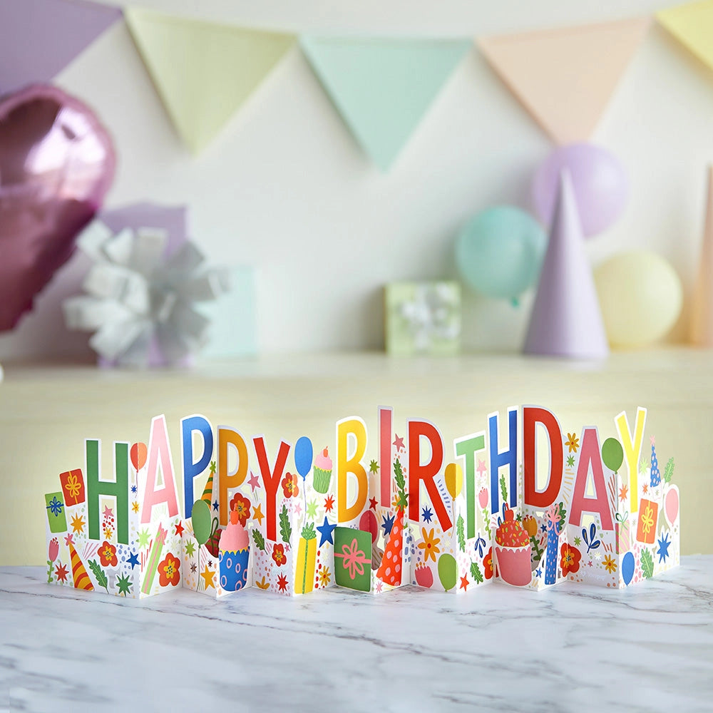 Displayed Happy Birthday Looooong Card