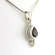 Side View Sterling Silver Garnet 5x7mm Tear Pendant