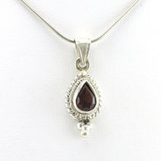 Alt View Sterling Silver Garnet 5x7mm Tear Pendant