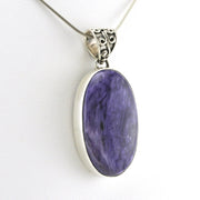 Side View Sterling Silver Chariote 18x30mm Oval Pendant