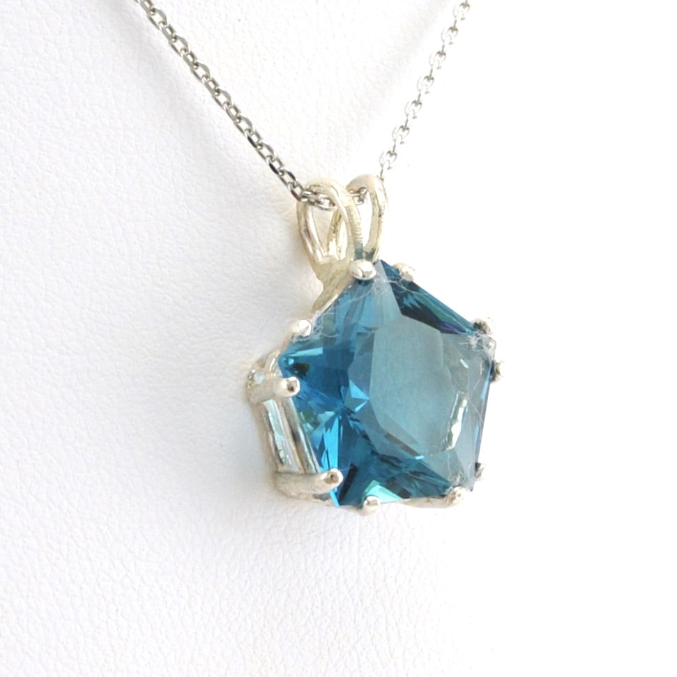 Alt View Sterling Silver Tibetan Blue Obsidian Star of Venus Necklace