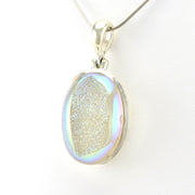 Sterling Silver Opal Druzy Agate Oval Pendant