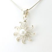 Sterling Silver Pearl Sun Pendant