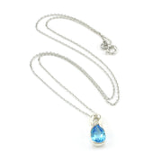 Sterling Silver Blue Topaz 7x9mm Tear Twist Necklace