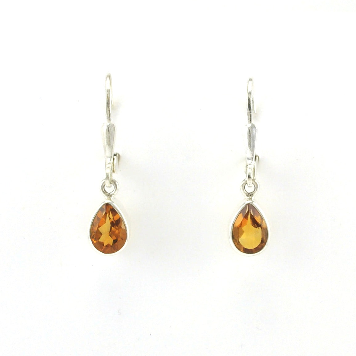 Alt View Sterling Silver Citrine 5x7mm Tear Dangle Earrings
