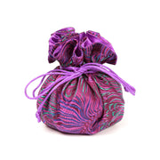 Peacock Feather Brocade Jewelry Pouch Purple