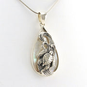 Side View Sterling Silver Mother of Pearl Tear Sea Turtle Pendant