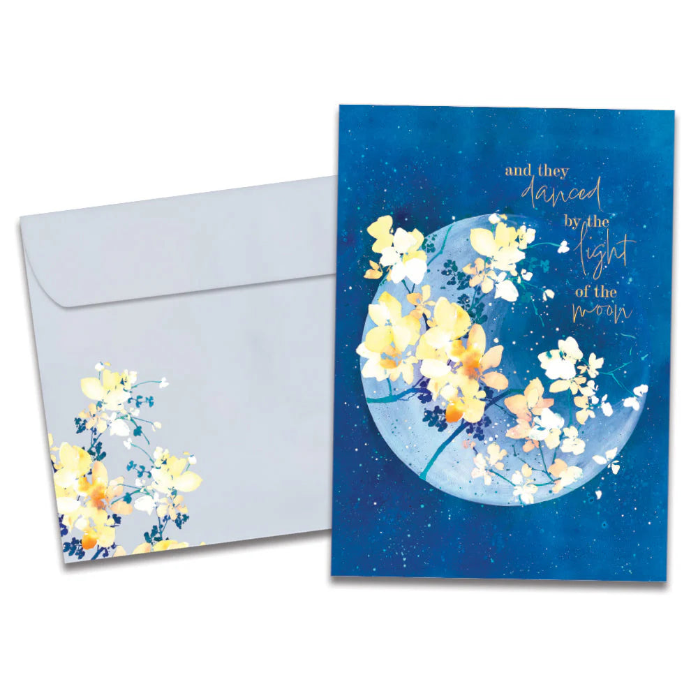 Greeting card with floral design and envelope on a white background