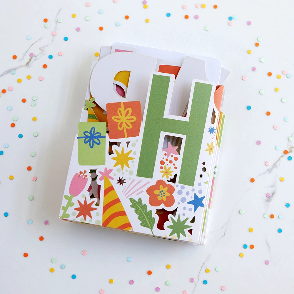Folded Happy Birthday Looooong Card