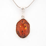 Front View Amber Oval Filigree Bezel Pendant