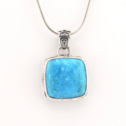 Front View Arizona Turquoise 17mm Square Bali Pendant