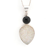Front View Black Onyx Druzy Agate Necklace
