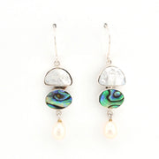 Front View Keshi Pearl Abalone Drop Earrings