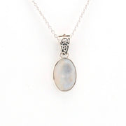 Front View Moonstone 9x13mm Oval Necklace