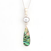 Front View Pearl Abalone Tear Necklace