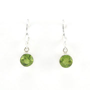 Front View Peridot 7mm Round Dangle Earrings
