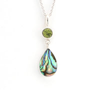 Front View Peridot Abalone Necklace