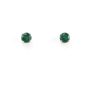 Front View Silver Created Emerald 1.1ct 5mm Round Post Earrings