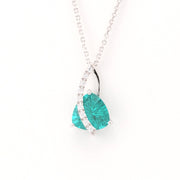 Front View Silver Pariaba Garnet 4ct Trillion CZ Necklace