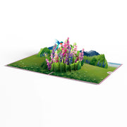 Full View Lupine Hummingbird Pop Up Card