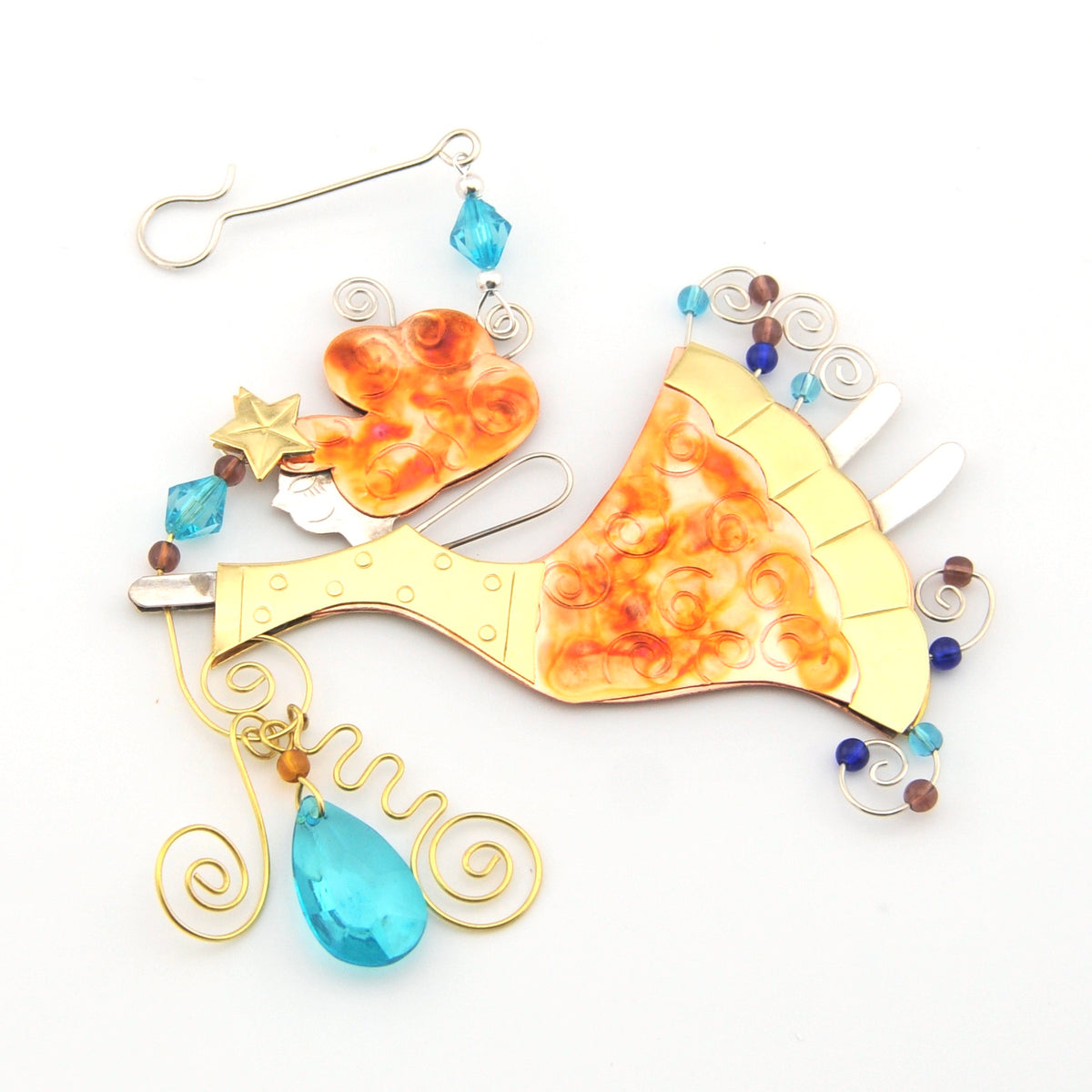 Decorative sun catcher with heart and star shapes on a white background