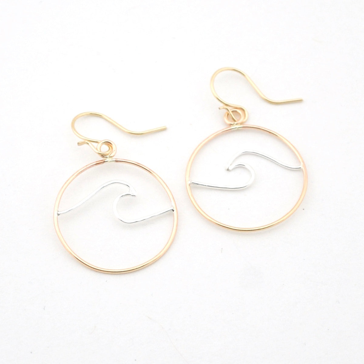 Gold Fill Sterling Silver Wave Circle Earrings
