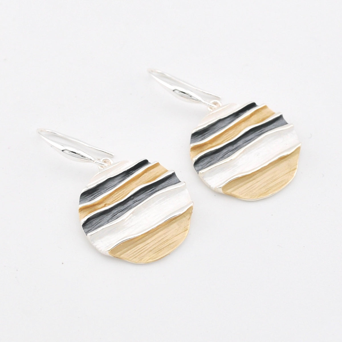 Gold Silver Ocean Waves Earrings