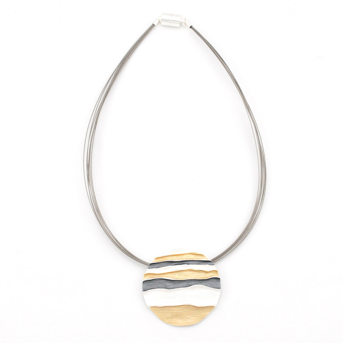 Gold Silver Ocean Waves Pendant Necklace