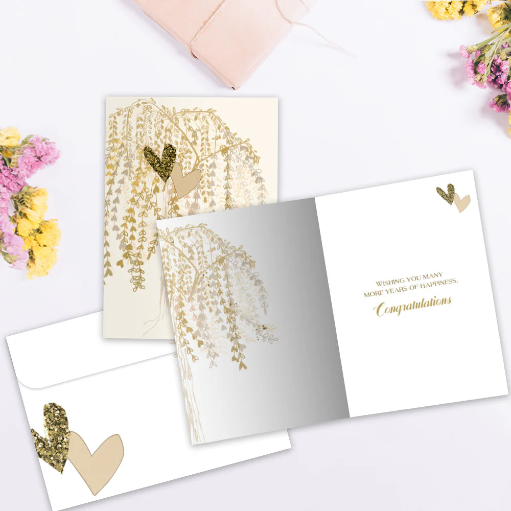Golden Hearts Tree Greeting Card