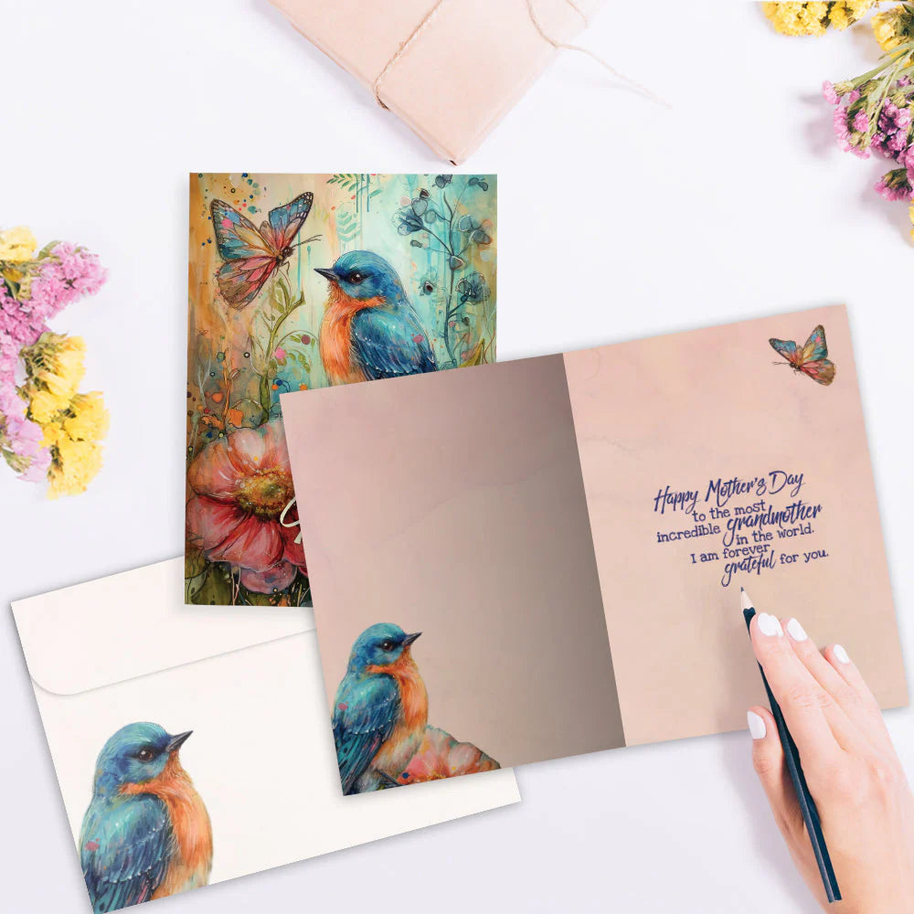 Greeting Bird Flower Grandma Mother's Day Card