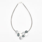 Grey Silver Multi Lily Pendant Necklace