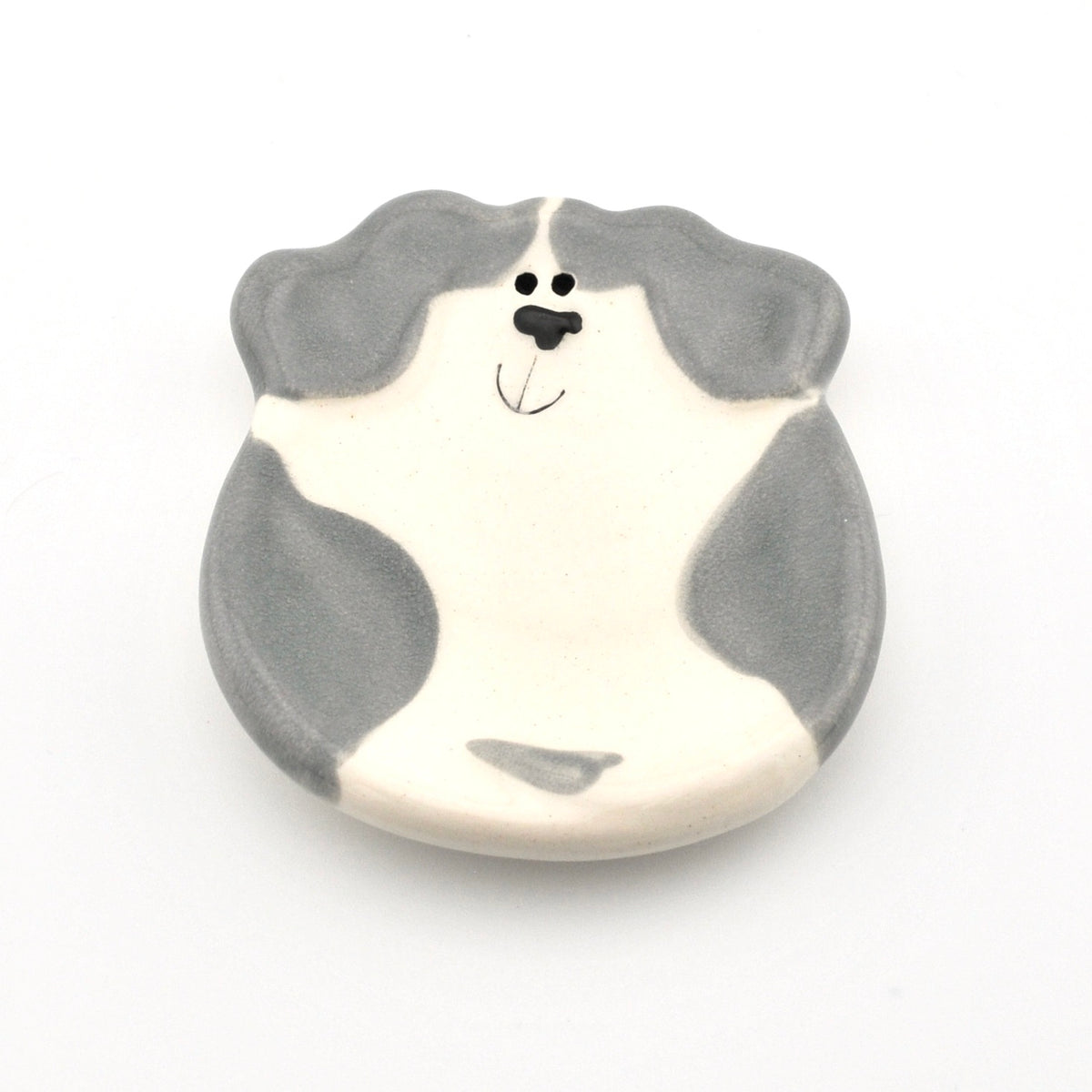 Grey and White Dog Ceramic Ring Dish