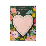 Floral-themed sticky notes with a heart design on a black background
