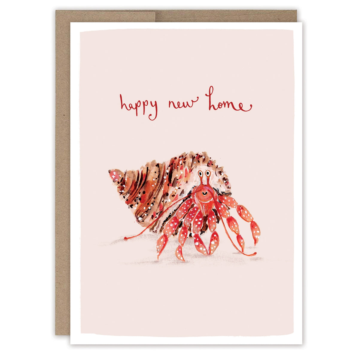 Hermit Crab New Home Card on white background
