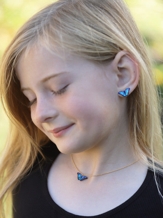 Alt View Blue Radiance Bella Butterfly Necklace for Kids